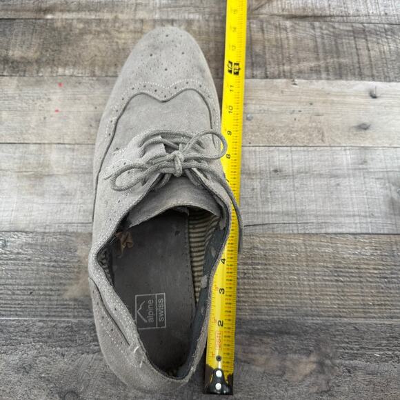 Alpine Swiss Mens Dress Shoes Gray Suede Wingtip Brogue Lace Up SZ 13 Men - Picture 4 of 16